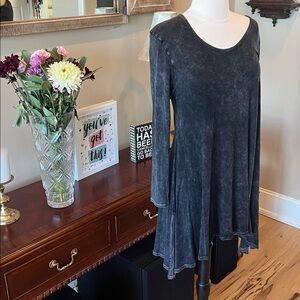 Charcoal Long Sleeve Angled Side Slits Dress Women’s Small